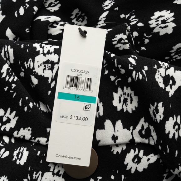 Calvin Klein |  Knit Printed Floral A-Line Dress - Picture 8 of 14